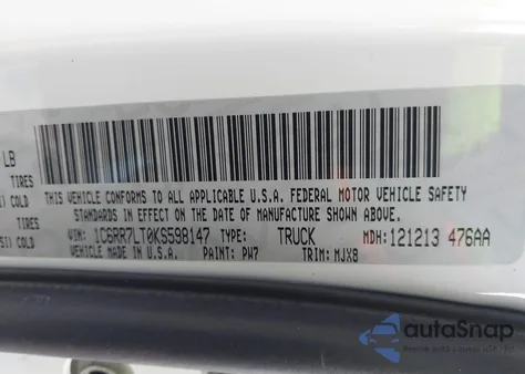 2019 Ram 1500 Classic Big Horn 4X4 5'7 Box z USA, uszkodzony, nr VIN 1C6RR7LT0KS598147